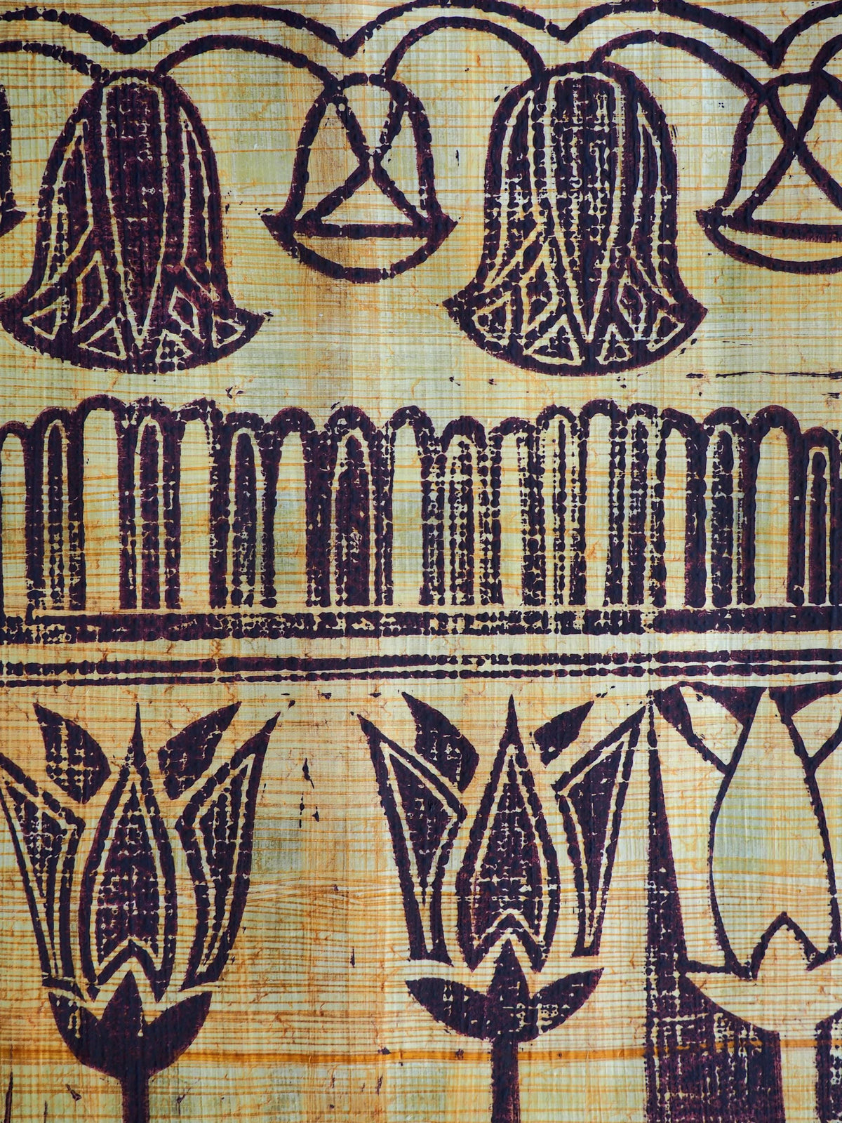 Hand Printed Lotus Linocut on Egyptian Papyrus | Limited Edition A4 Art Print