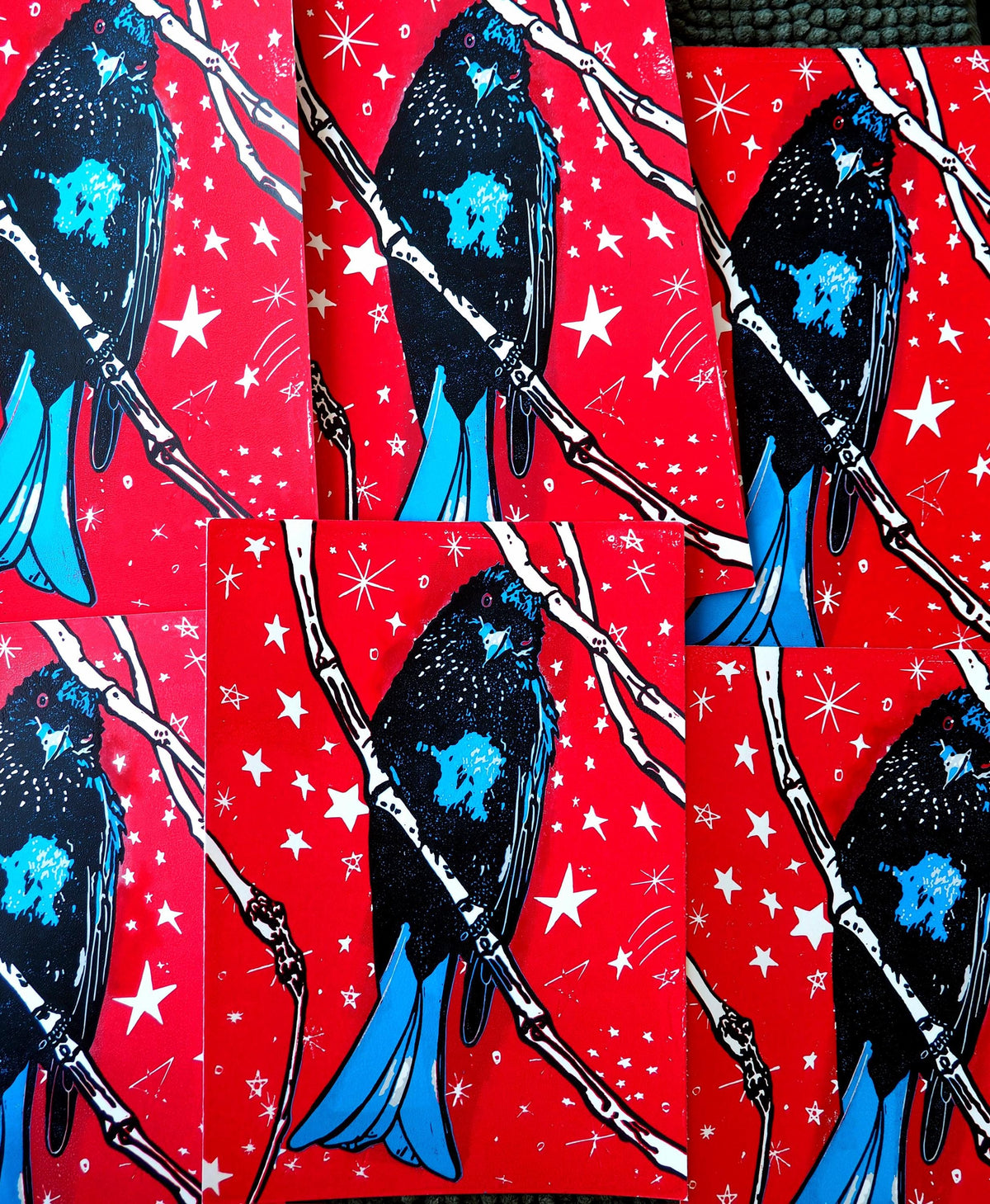 Spangled Drongo Linocut Print | Australian Bird Art (A4 Limited Edition)