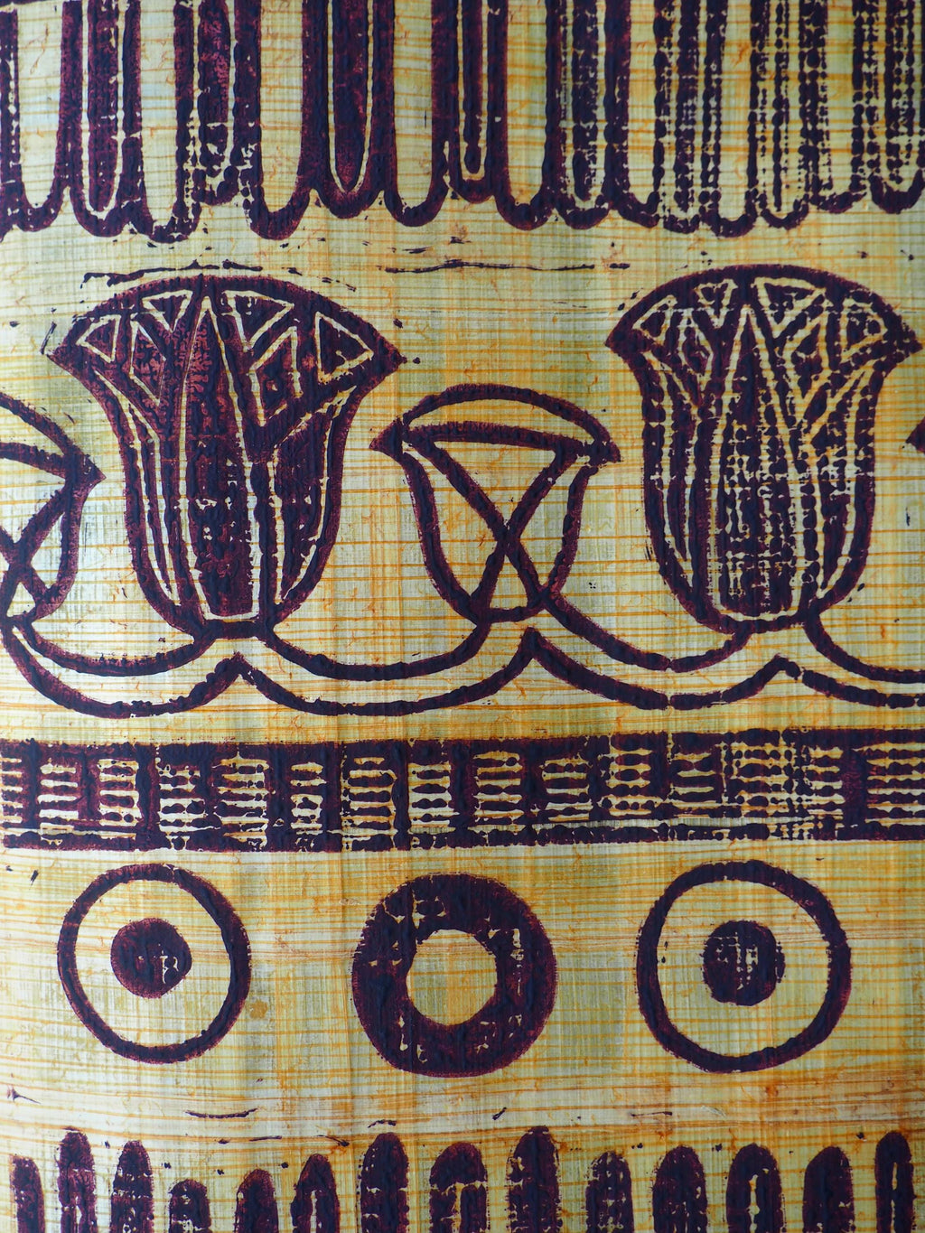 Hand Printed Lotus Linocut on Egyptian Papyrus | Limited Edition A4 Art Print