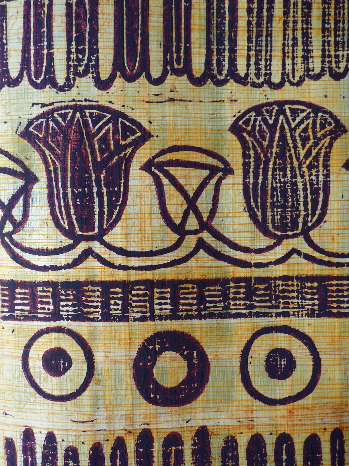 Hand Printed Lotus Linocut on Egyptian Papyrus | Limited Edition A4 Art Print