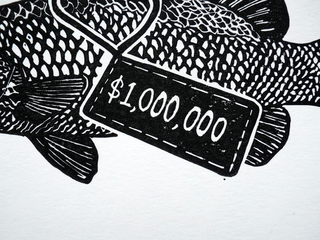 Barramundi Linoprint: Hand-Carved Fish Art, Darwin NT - Million Dollar Fish