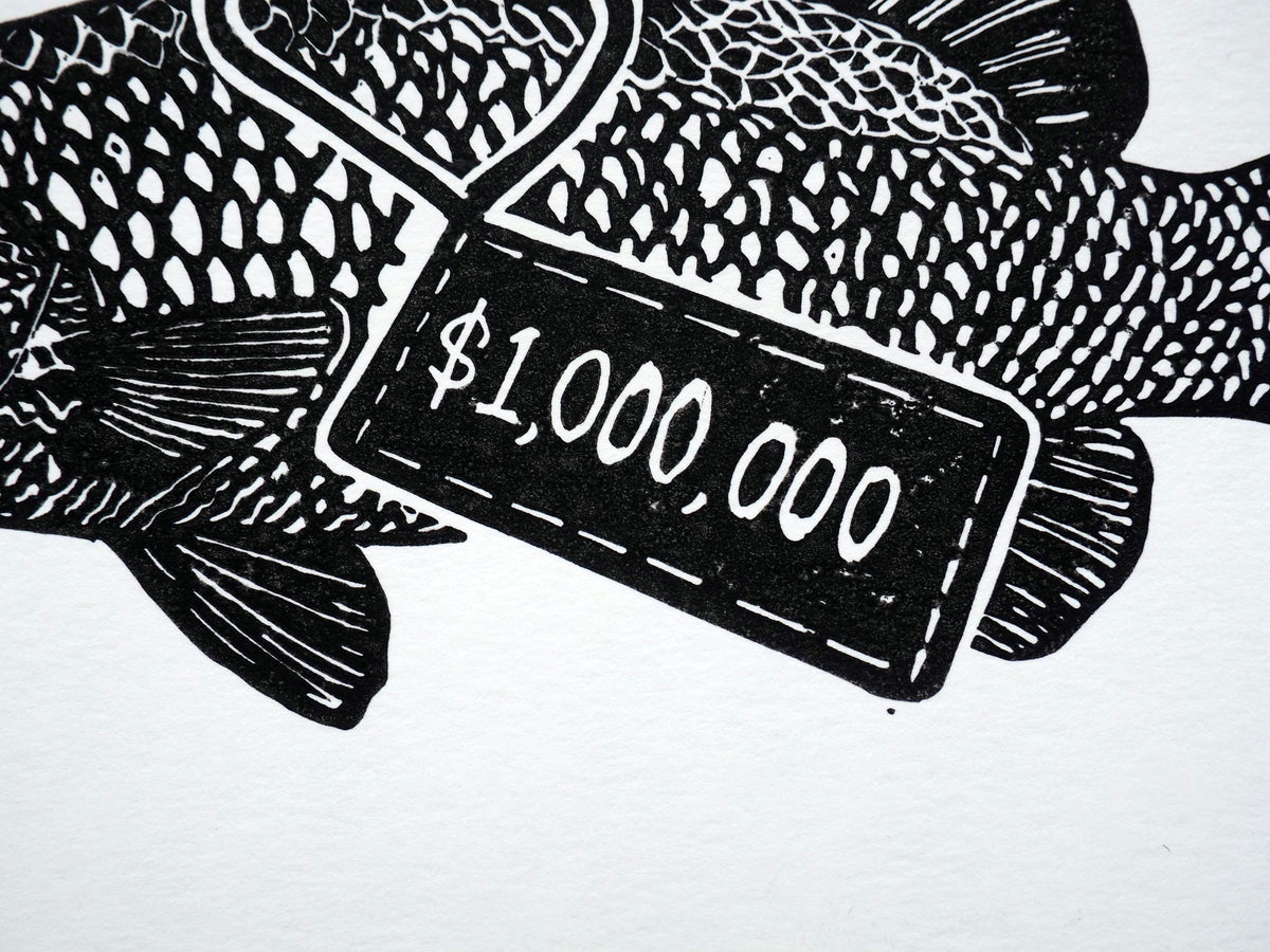 Barramundi Linoprint: Hand-Carved Fish Art, Darwin NT - Million Dollar Fish