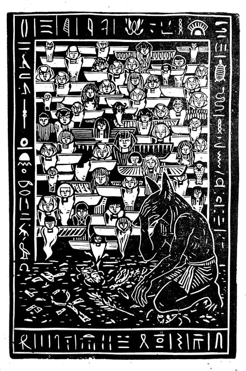 Anubis linocut print – Approximately A4 sized Hand-Carved Linocut Prints the Ancient Egyptian god of the Underworld