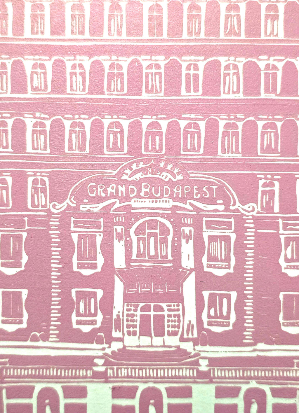 Grand Budapest Hotel Linoprint | A4 Handmade Print Three Colour Options | Wes Anderson Inspired Art