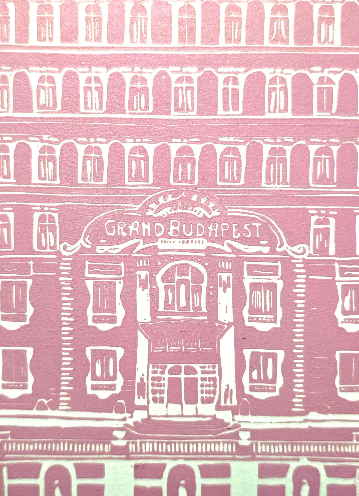 Grand Budapest Hotel Linoprint | A4 Handmade Print Three Colour Options | Wes Anderson Inspired Art