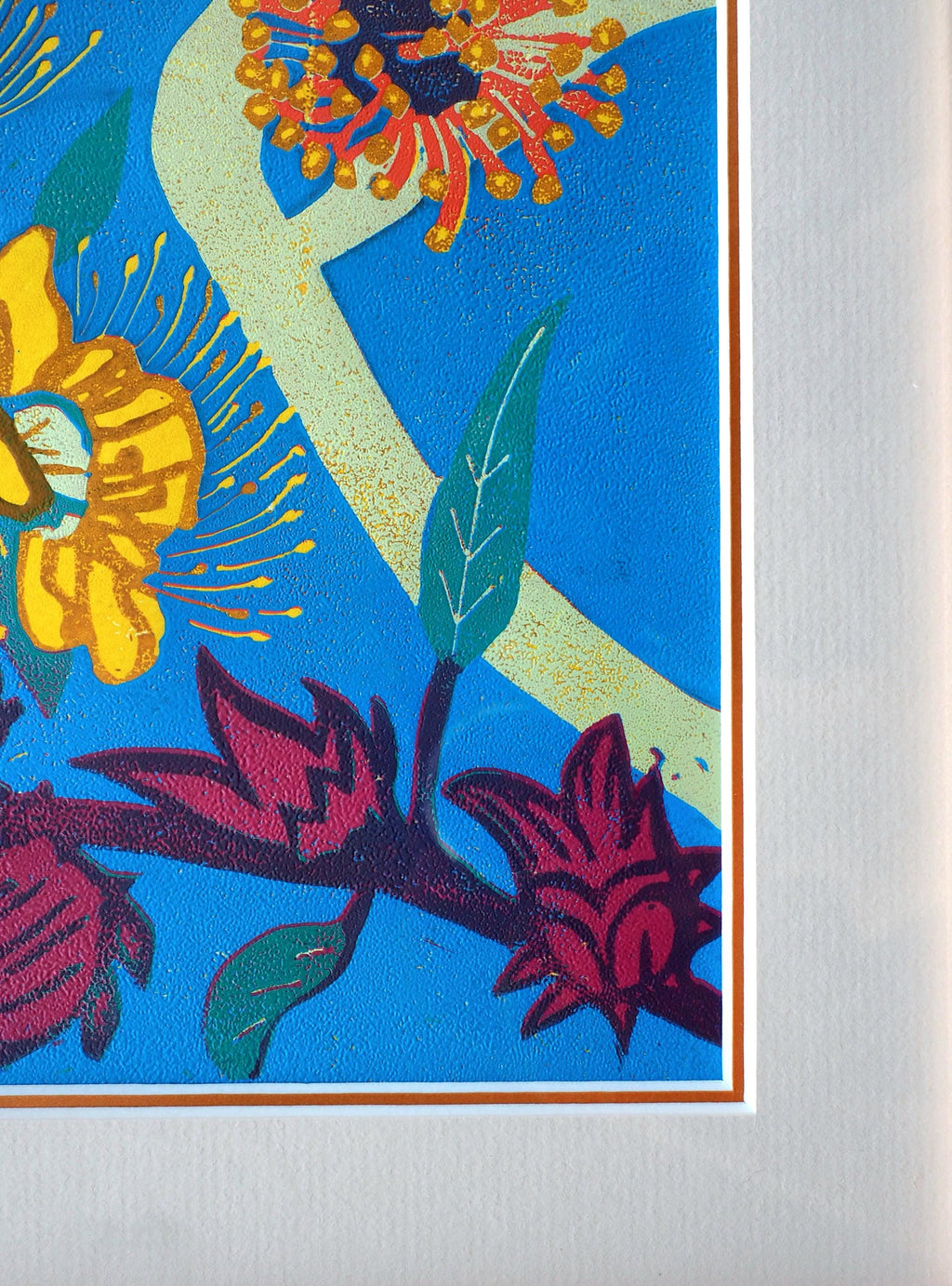 Professionally Framed Linoprint – Australian Native Flowers Reduction Art (Limited Edition)