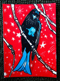 Spangled Drongo Linocut Print | Australian Bird Art (A4 Limited Edition)
