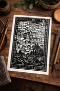 Anubis linocut print – Approximately A4 sized Hand-Carved Linocut Prints the Ancient Egyptian god of the Underworld