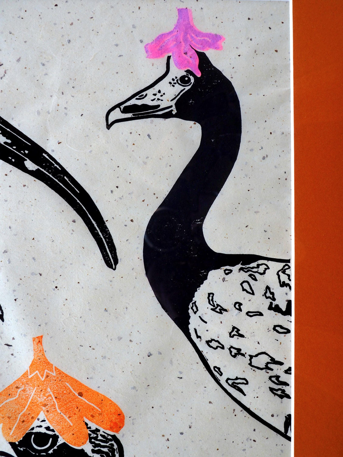 Framed Linocut Print – Australian Birds, Mulberry Paper, Ready to Hang