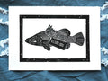 Barramundi Linoprint: Hand-Carved Fish Art, Darwin NT - Million Dollar Fish