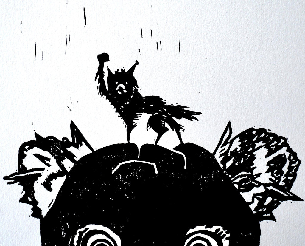 Mr. Fox Lino Cut Print | A4 Fan Art
