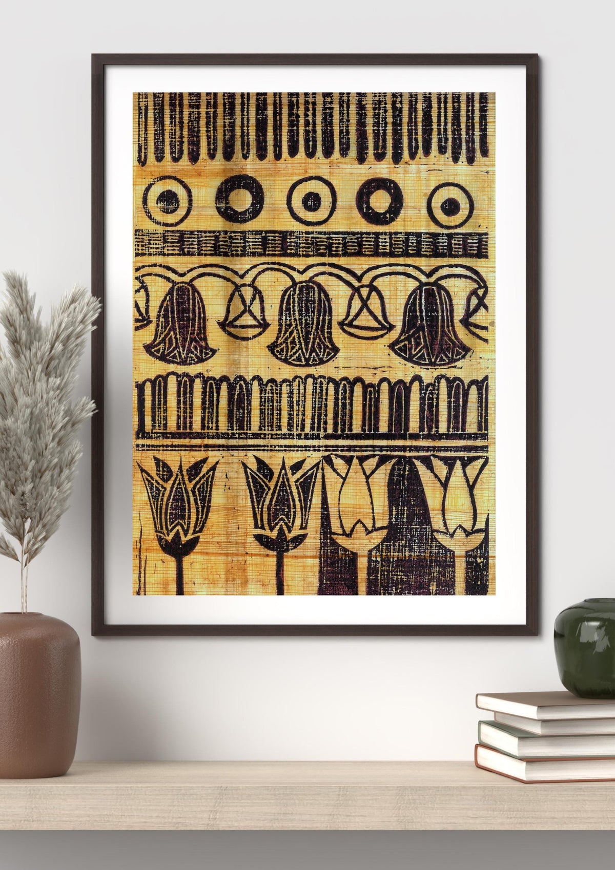 Hand Printed Lotus Linocut on Egyptian Papyrus | Limited Edition A4 Art Print