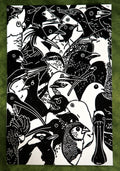 Birds on a Board Linocut Print | NT Australia Wildlife Art (A4)