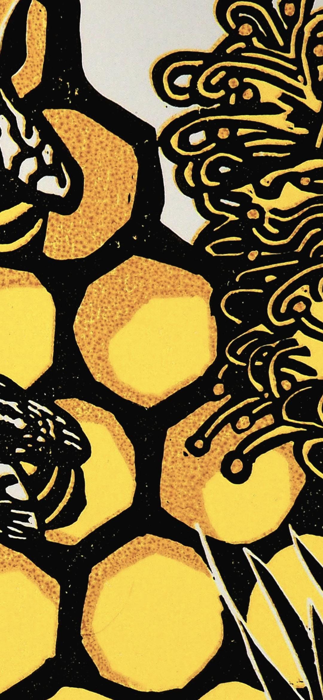 Hillsdon Honey – A4 Bee Art Reduction Linoprint | Limited Edition of 6 | Handmade Print