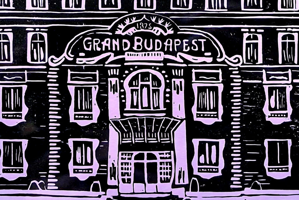 Grand Budapest Hotel Linoprint | A4 Handmade Print Three Colour Options | Wes Anderson Inspired Art