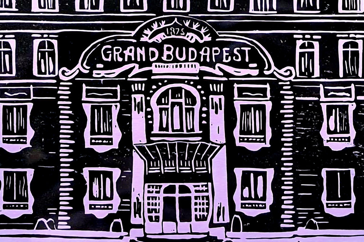 Grand Budapest Hotel Linoprint | A4 Handmade Print Three Colour Options | Wes Anderson Inspired Art