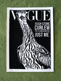 Vogue Curlew Linocut Print | Bush Stone-Curlew Australian Wildlife Art (Black & White)