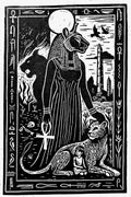 Sekhmet – A4 sized hand-carved linocut print of Egyptian Goddess Sekhmet